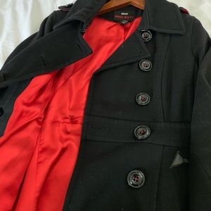 Miss Sixty Black Pea Coat with Red Lining